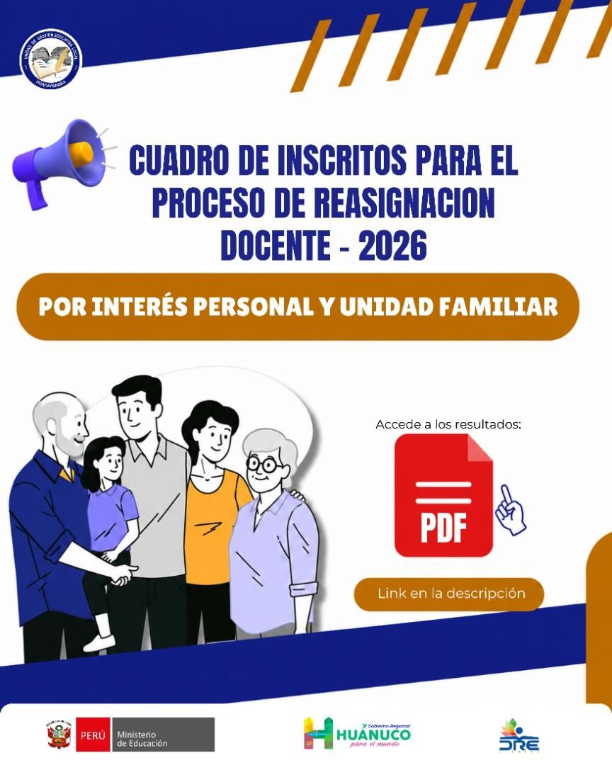 📢 𝐏𝐔𝐁𝐋𝐈𝐂𝐀𝐂𝐈Ó𝐍 𝐃𝐄𝐋 𝐂𝐔𝐀𝐃𝐑𝐎 𝐃𝐄 𝐈𝐍𝐒𝐂𝐑𝐈𝐓𝐎𝐒 – 𝐏𝐑𝐎𝐂𝐄𝐒𝐎 𝐃𝐄 𝐑𝐄𝐀𝐒𝐈𝐆𝐍𝐀𝐂𝐈Ó𝐍 𝐃𝐎𝐂𝐄𝐍𝐓𝐄 - 𝟐𝟎𝟐𝟔